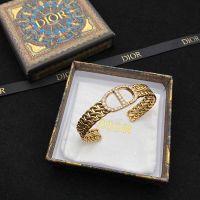 Dior 30 Montaigne Bangle Antique Metal with CD Signature Embellished Crystals Gold