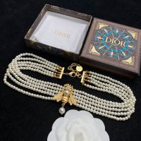 Dior Bee Quintuple Necklace In Resin Pearls with Metal Gold