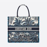 Dior Book Tote Palms Motif Canvas Blue