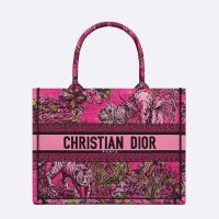 Dior Book Tote Toile In De Jouy Voyage Motif Canvas Rose