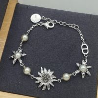 Dior Chardons Bracelet Metal with Resin Pearls and CD Signature Silver