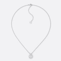 Dior Clair D Lune Necklace Metal with CD Circle Signature Embellished Crystals Silver