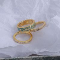 Dior Code Ring Set Metal with Crystals and Lacquer Gold/Green