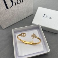 Dior Clair D Lune Hinge Bangle Metal with CD and Clover Signatures Embellished Crystals Gold