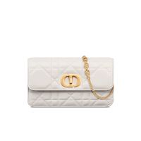Dior Miss Caro Pouch with Chain In Macrocannage Lambskin White