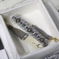 Dior Shoulder Strap In Oblique Medallions Motif Cotton Grey