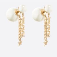 Dior Tribales Earrings Metal with Resin Pearls, Dior Signatures and Star Chain Signatures Gold