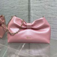 Small Dior Bow Bag In Lambskin Rose Gold