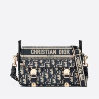 Small Diorcamp Bag In Oblique Jacquard Blue