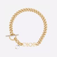 Diorevolution Bracelet Metal with Resin Pearl and Crystal Toggle Gold