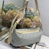 Medium Dior D-Journey Bag In Oblique Chambray Raffia Blue