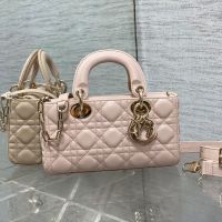 Small Lady D-Joy Bag in Cannage Lambskin Pink