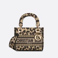 Mini Lady D-Lite Bag In Mizza Embroidery Beige