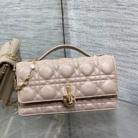 Mini Miss Dior Top Handle Bag In Cannage Lambskin Apricot