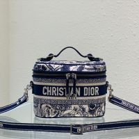 Small DiorTravel Vanity Case in Toile de Jouy Embroidery Blue
