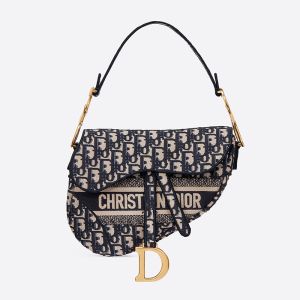 Christian Dior Saddle Bag In Oblique Jacquard Blue