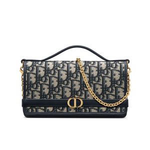 Dior 30 Montaigne Cigale Chain Pouch In Oblique Jacquard Blue