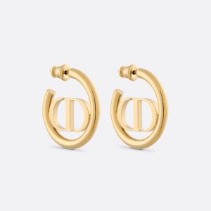 Dior 30 Montaigne Hoop Earrings Metal Gold