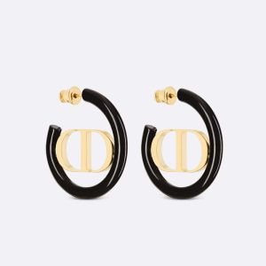 Dior 30 Montaigne Earrings Metal and Lacquer Gold/Black