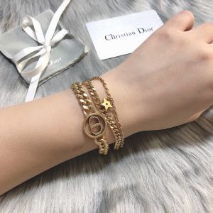 Dior 30 Montaigne Triple Bracelet Antique Metal with Star Charm Gold