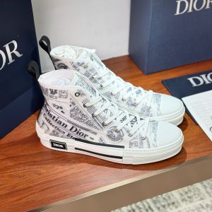 Dior B23 High-Top Sneakers Unisex Newspaper Canvas White