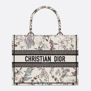 Dior Book Tote Millefiori Embroidery White