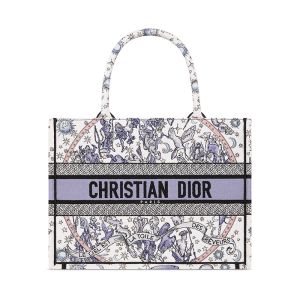 Dior Book Tote In Night of Dreams Embroidery White/Blue