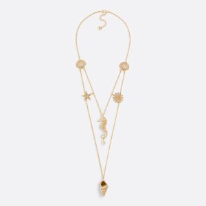 Dior Cabinet de Curiosites Necklace Metal with Resin Pearl and Multi Marine Charms Gold