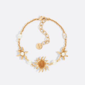 Dior Chardons Bracelet Metal with Resin Pearls and CD Signature Gold