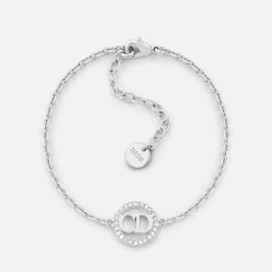 Dior Clair D Lune Bracelet Metal with CD Circle Embellished Crystals Silver