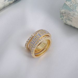 Dior Code Ring Set Metal with Crystals and Lacquer Gold/White