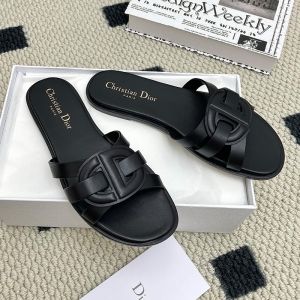 Dior D-Club Slides Women CD Signature Calfskin Black