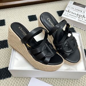 Dior D-Club Wedge Sandals Women CD Signature Calfskin Black