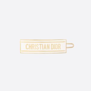 Dior-ID Barrette Metal with Lacquer Gold/White