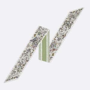 Dior Mitzah Twill In Butterfly Around the World Motif Silk Green