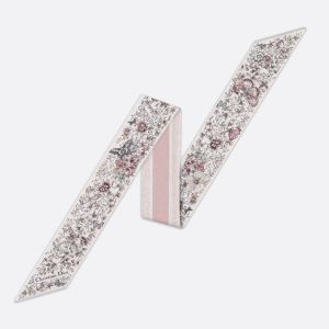 Dior Mitzah Twill In Butterfly Around the World Motif Silk Pink