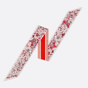 Dior Mitzah Twill In Butterfly Around the World Motif Silk Red