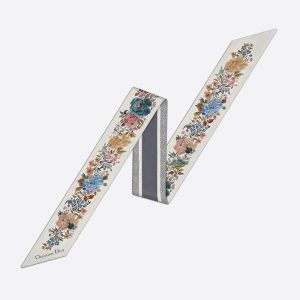 Dior Mitzah Twill In Jardin d'Hiver Motif Silk White