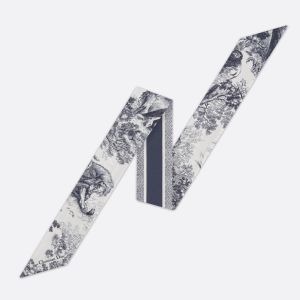 Dior Mitzah Twill In Toile de Jouy Sauvage Motif Silk Navy Blue