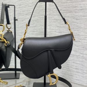 Dior Saddle Bag In with Strap In Smooth Calfskin Black
