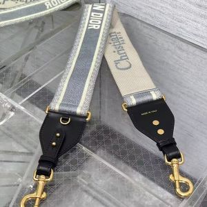 Dior Shoulder Strap Christian Dior Paris Motif Cotton Grey