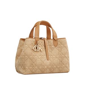 Dior Toujours Bag In Cannage Raffia Beige