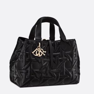 Dior Toujours Bag In Graphic Cannage Calfskin Black