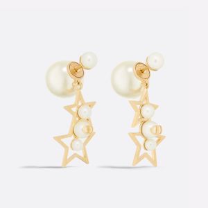 Dior Tribales Earrings Metal with Resin Pearls and Stars Signature Embellished Resin Pearls Gold