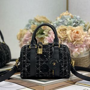 Dior Groove 20 Bag In Cannage Tweed Black
