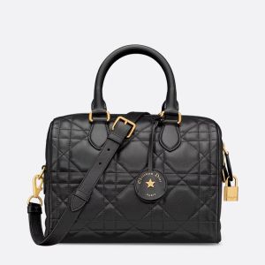 Dior Groove 25 Bag In Macrocannage Calfskin Black