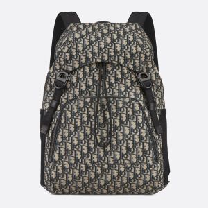 Dior 8 Flap Backpack In Oblique Motif Canvas Blue