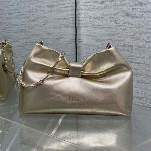Small Dior Bow Bag In Lambskin Gold