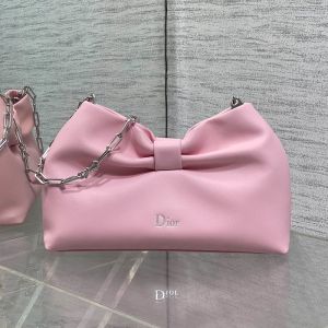 Small Dior Bow Bag In Lambskin Pink