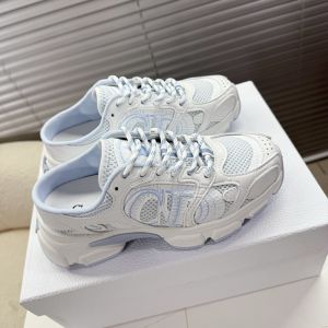 Dior Chrono Sneaker Mules Women Mesh with Leather White/Blue